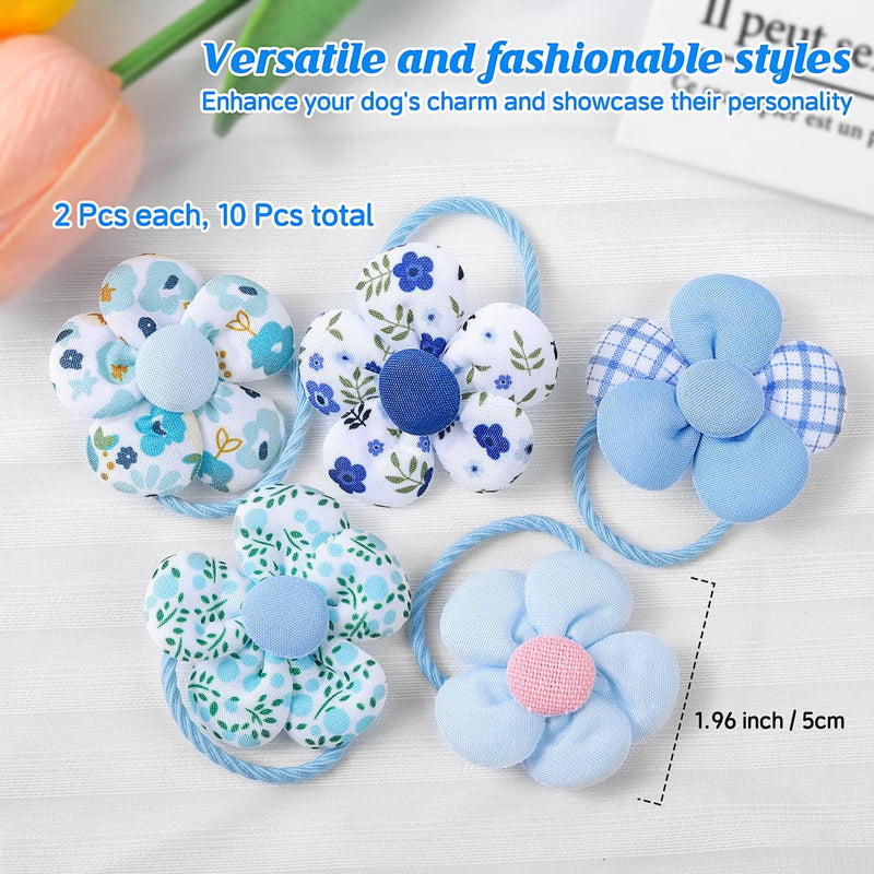 180+ Pcs Blue Dog Hair Accessories Set,Small Dog Hair Bows with Rubber Bands,Cute Puppy Hair Ties,Bowties for Small Dogs Cats,Dog Hair Clip,Floral Bell Collar,Flower Scrunchie - BeesActive Australia