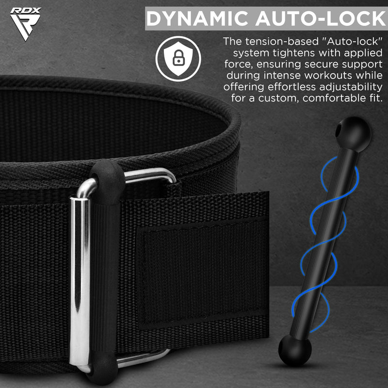 RDX Weight Lifting Belt - AUTO LOCK 4” Premium Adjustable Gym Belt for Olympic Cross Training - Support for Men Women Functional Fitness Workout - WOD Powerlifting Bodybuilding Weightlifting Deadlift Black M - BeesActive Australia