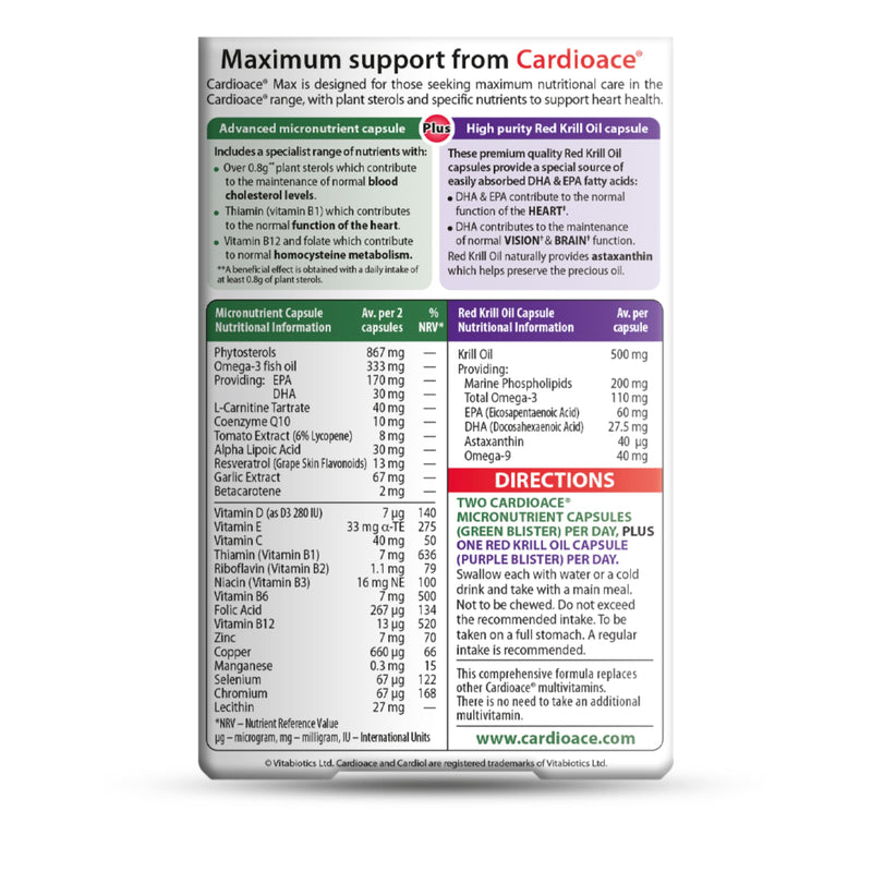 Vitabiotics Cardioace Max. 84 Capsules.