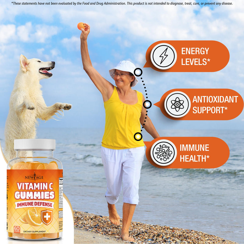 NEW AGE Vitamin C Gummies Orange Vitamin C Gummy - Supports Healthy Immune System - Vegetarian Without Gluten (60 Gummies) 60 Gummies