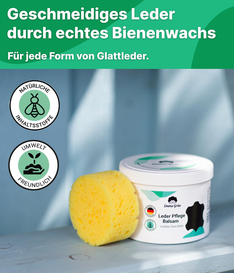 Emma Grün® Leather Balm Leather Grease Colorless 500ml [MADE FROM BEESWAX] - Leather Care for Shoes, Jackets, Bags & Saddles - Care Products for Leather Jackets & Leather Shoes - Saddle Grease Made in Germany 1 x Maxi Leather Care Balm - BeesActive Australia
