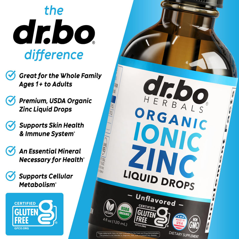 Zinc Supplements Liquid Drops Organic - Pure Organic Ionic Liquid Zinc Supplement Drops for Kids, Adults, Women & Men - Vegan, Skin Immune Support Supplements for Toddler Kids, Adults, Women, Men 4 Oz