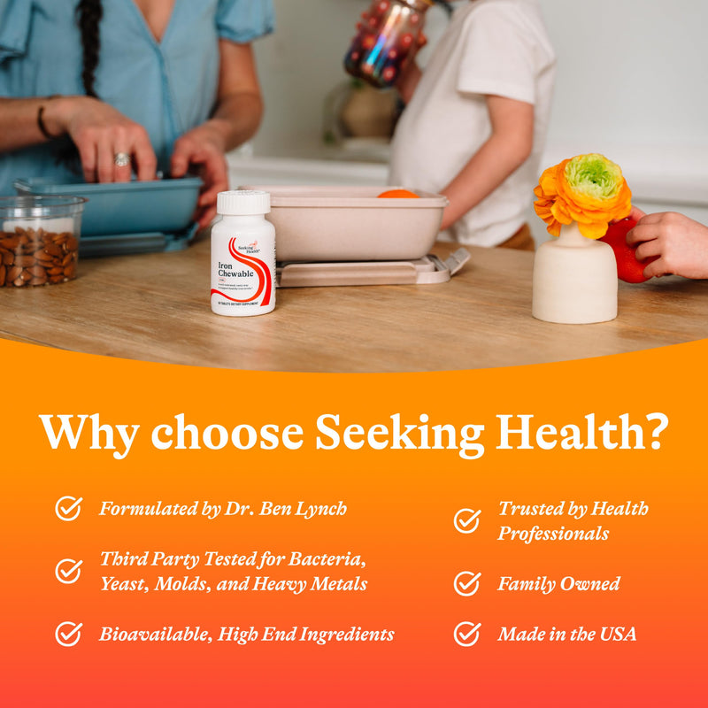 Seeking Health Iron Chewable - Mineral Supplement to Support Healthy Metabolism - Supplement Aids Muscle Function in Men & Women - Energy Support Supplement - 10 mg, 60 Tablets