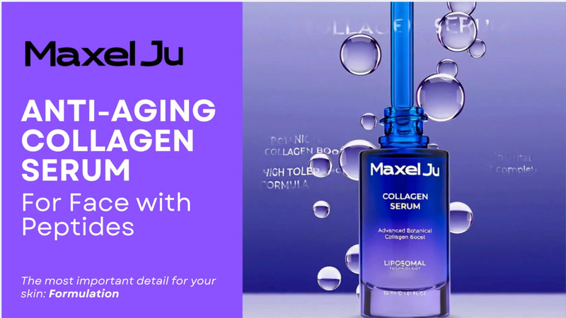 MAXEL JU Collagen Serum for Face with Peptides, Niacinamide & Pentavitin – Liposomal Anti Aging Facial Serum for Skin Tightening & Firming – Plumping & Hydrating 72h Moisture (1 fl oz / 30ml)