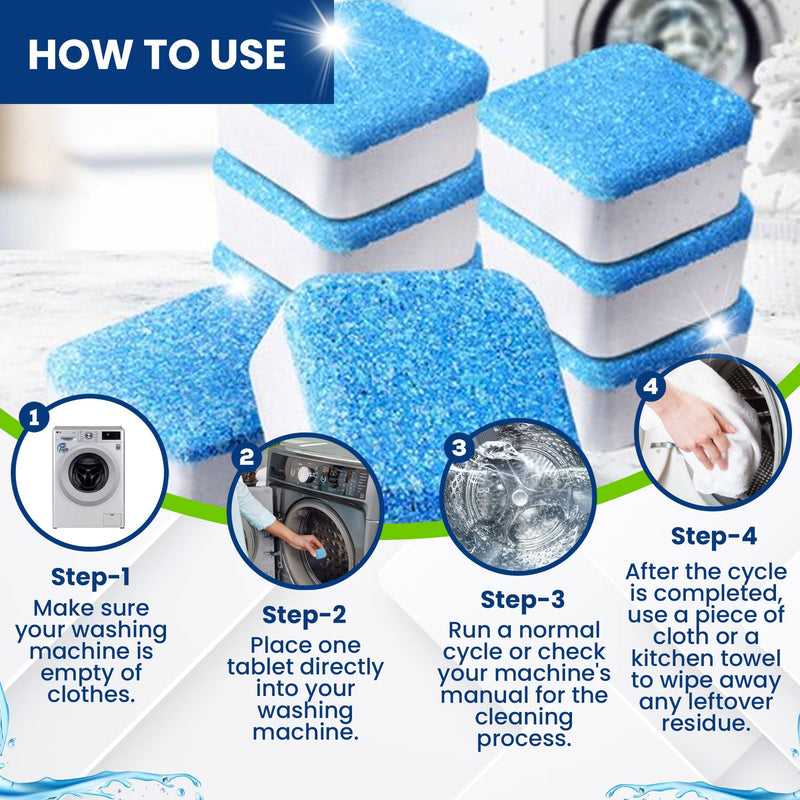 True Fresh Washing Machine Cleaner Tablets 25-Pack - Deep Cleaning Washer Cleaner Tablets for Top Loader, Front Load & HE - Cleans Drum, Tub seal & other Parts Descaler & septic safe 1 Count (Pack of 25) - BeesActive Australia