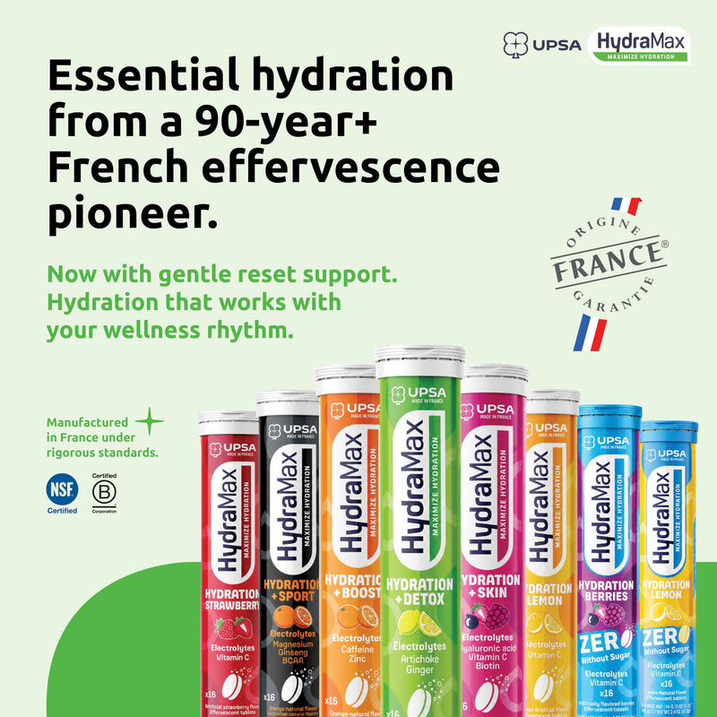 UPSA HydraMax Hydration + Detox Electrolytes Tablet – Effervescent Hydrating with 4 Essential Electrolytes, Vitamin C, Artichoke & Ginger Extracts, Detox Hydration Mix Support, 16 Count Detox Lemon (Pack of 1)