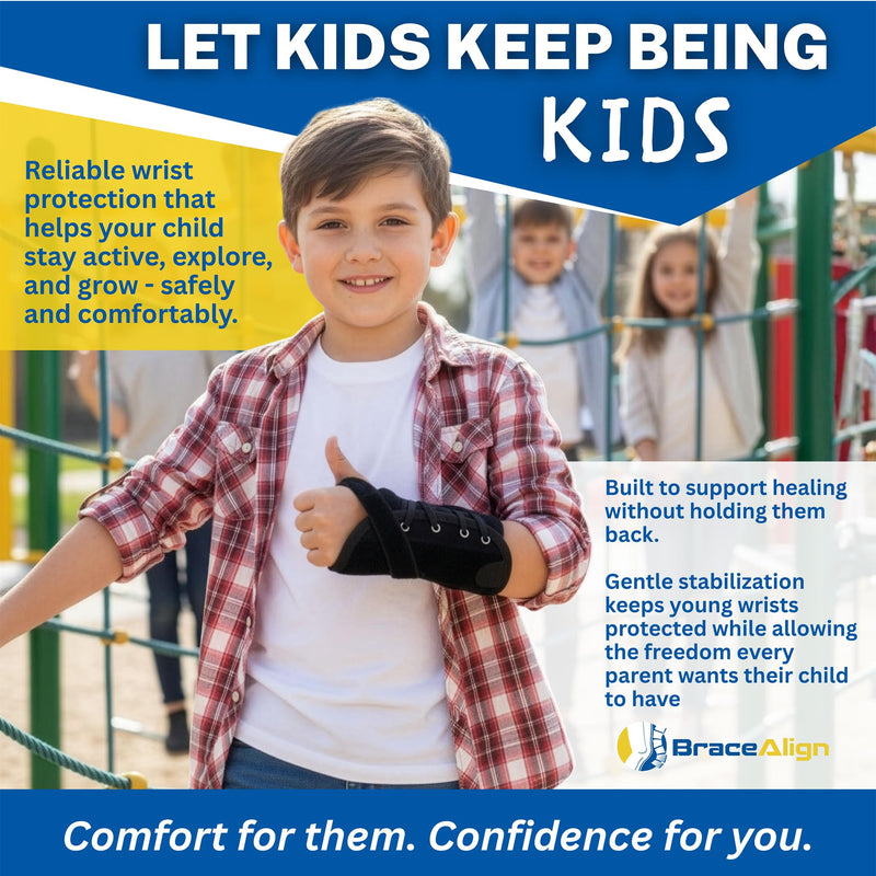 Kid’s Lace-Up Wrist Brace - Immobilization for Sprains, Strains, Carpal Tunnel & De Quervain’s PDAC L3908 - Right Wrist - Fits 4-5.5 in Wrist Circ. 6" - BeesActive Australia