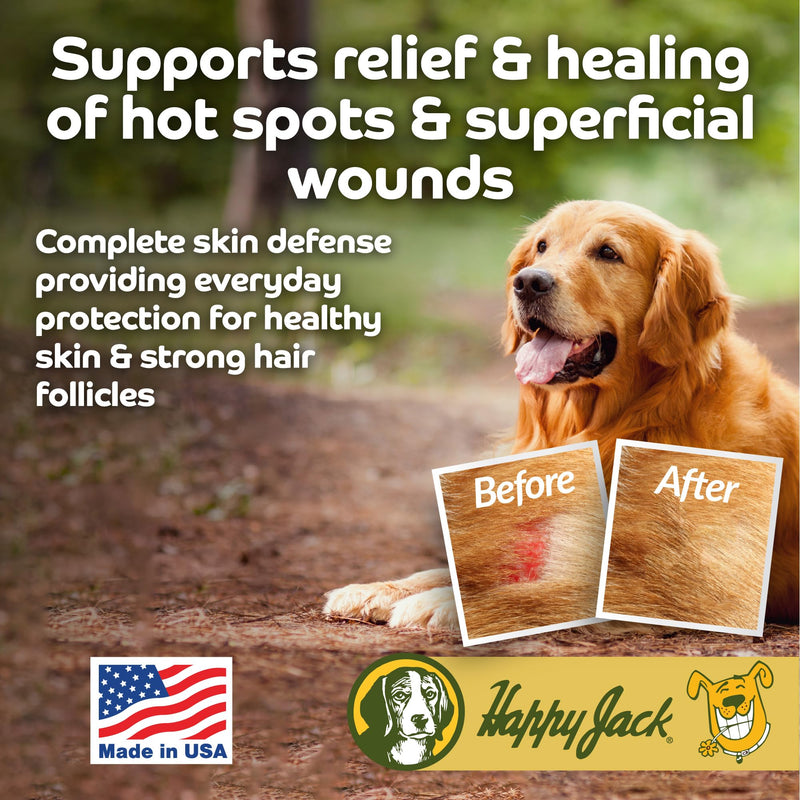 Happy Jack Dermaplex Skin & Coat Supplement Powder for Dogs (60 Servings) Made in USA, Supports Hair Regrowth After Eczema or Mange, Omega-Rich Formula for Shiny Coat and Healthy Skin