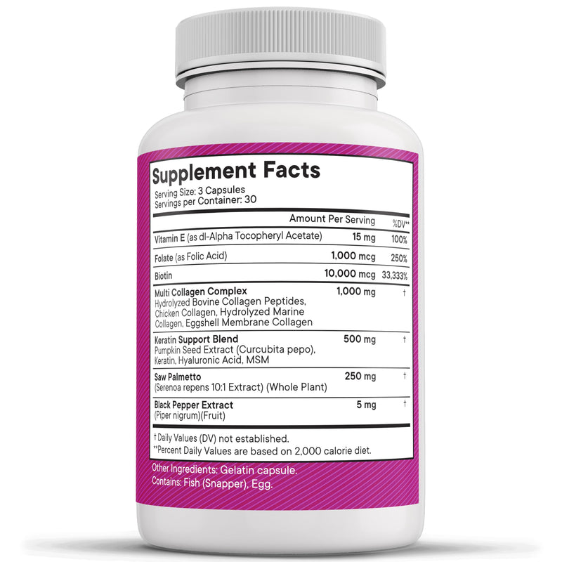 NEW AGE Collagen Pills Biotin Keratin Saw Palmetto Hyaluronic Acid - Hair Skin and Nails Vitamins and DHT Blocker with Vitamin E Folic Acid Pumpkin Seed MSM- 90 Count 90 Count (Pack of 1)