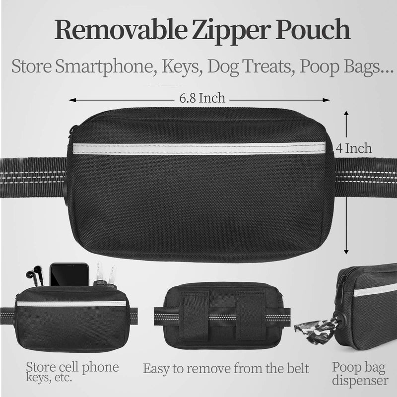 iYoShop Hands Free Dog Leash with Zipper Pouch, Dual Padded Handles and Durable Bungee for Walking, Jogging and Running Your Dog (Large, 25-120 lbs, Black) Large - BeesActive Australia