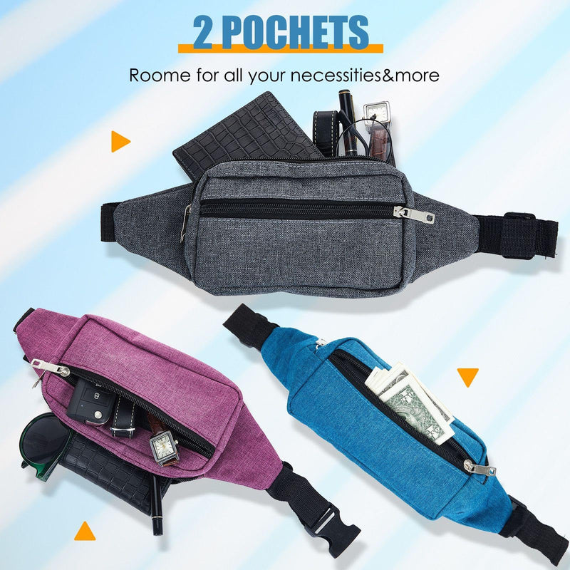 9 Pieces Neon Fanny Pack Bulk 80s 90s Sport Lightweight Belt Bag Adjustable Exercise Running Waist Bag with Adjustable Belt and 2 Zippers for Travel Women Men Running Sports Phone Vivid Style