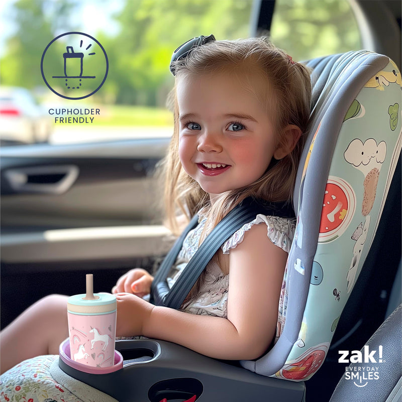 Zak Designs Kelso Toddler Cups For Travel or At Home, 12oz Vacuum Insulated Stainless Steel Sippy Cup With Leak-Proof Design is Perfect For Kids (Safari) 12 Ounces Safari