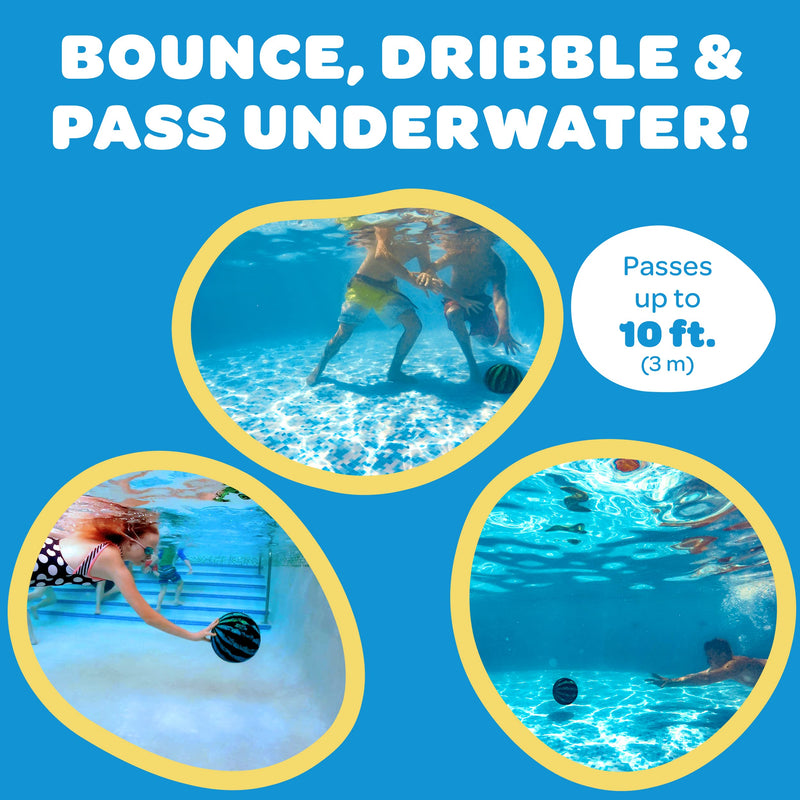 Watermelon Ball – The Ultimate Swimming Pool Game for Under Water Passing, Dribbling, Diving and Pool Games for Teens, Kids, or Adults, Balls Fills with Water, Blue, 9 inches 9" 9" Blue