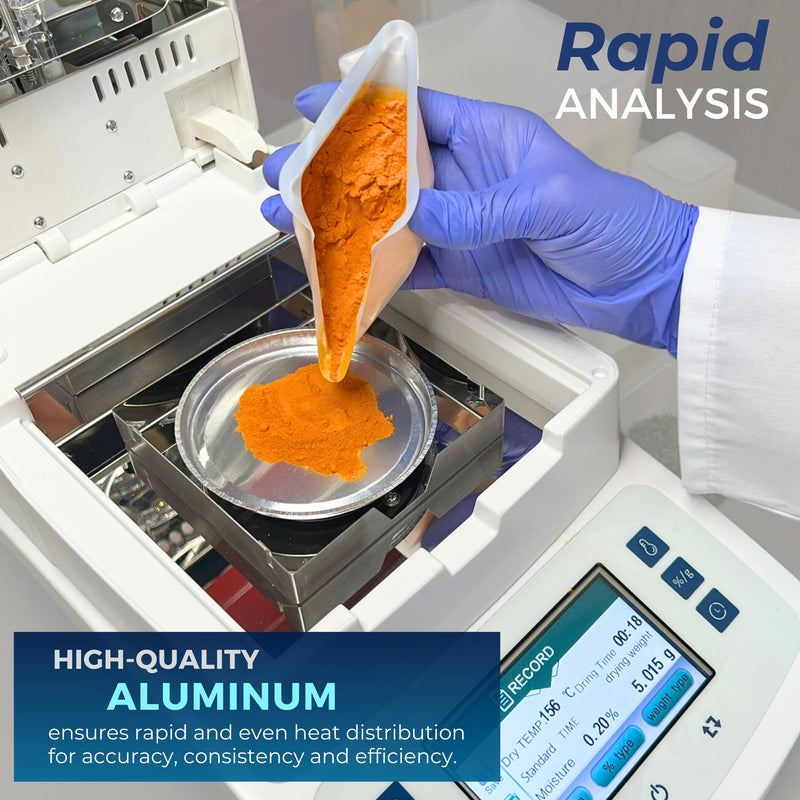 Aluminum Sample Pans for Moisture Analyzer (100 Pack) 90mm Round Lab Trays, Disposable Weighing Dishes, Foil Pan, Weight Scale Tray, Laboratory Balance Dish Plate, Moisture Tester Supplies, Pure Ponta