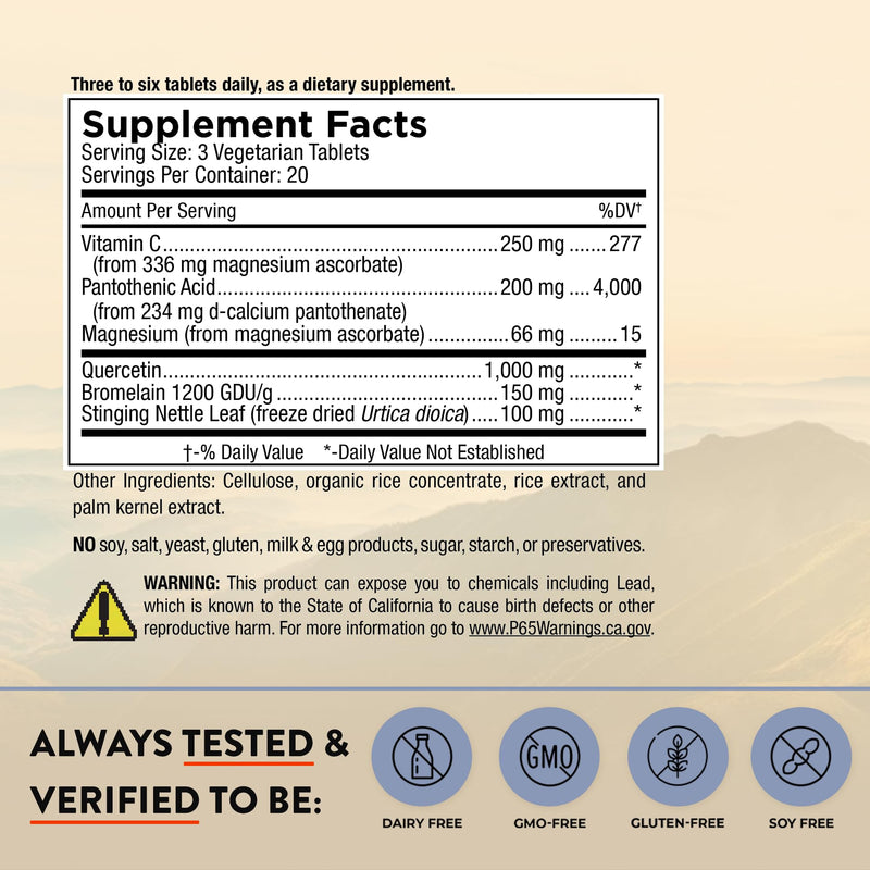Mt. Angel Vitamins Quercetin with Bromelain & Stinging Nettle Leaf Extract | 1000mg Quercetin Phytosome Supplement for Seasonal Nasal Comfort & Histamine Support | cGMP Made in USA, 60 Capsules