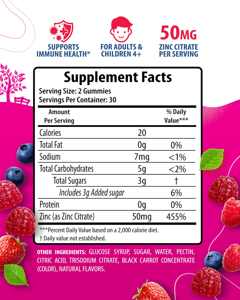 Zinc Gummies for Adults - Zinc Chewable Gummy for Immune Support - Powerful Natural Antioxidant Non-GMO Supplement for Children Men Woman Adults 120 Count (Pack of 1)