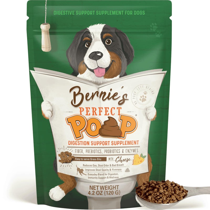 Perfect Poop Digestion & General Health Supplement for Dogs: Fiber, Prebiotics, Probiotics & Enzymes Relieve Digestive Conditions, Optimize Stool, and Improve Health (Cheddar Cheese, 4.2 oz) Cheddar Cheese