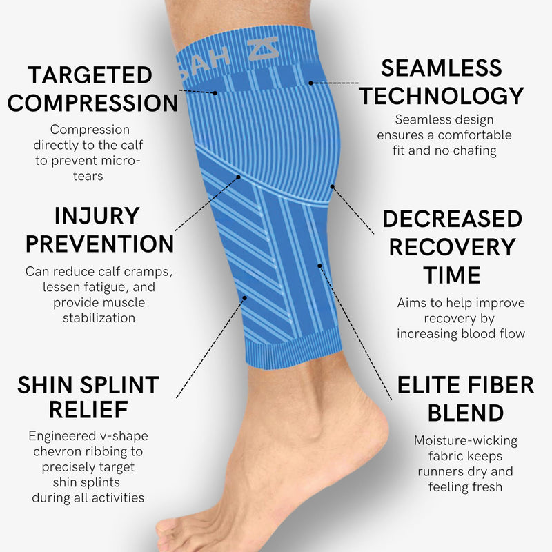 Zensah Running Leg Compression Sleeves - Shin Splint, Calf Compression Sleeve Men and Women (Navy, Large/X-Large) - BeesActive Australia