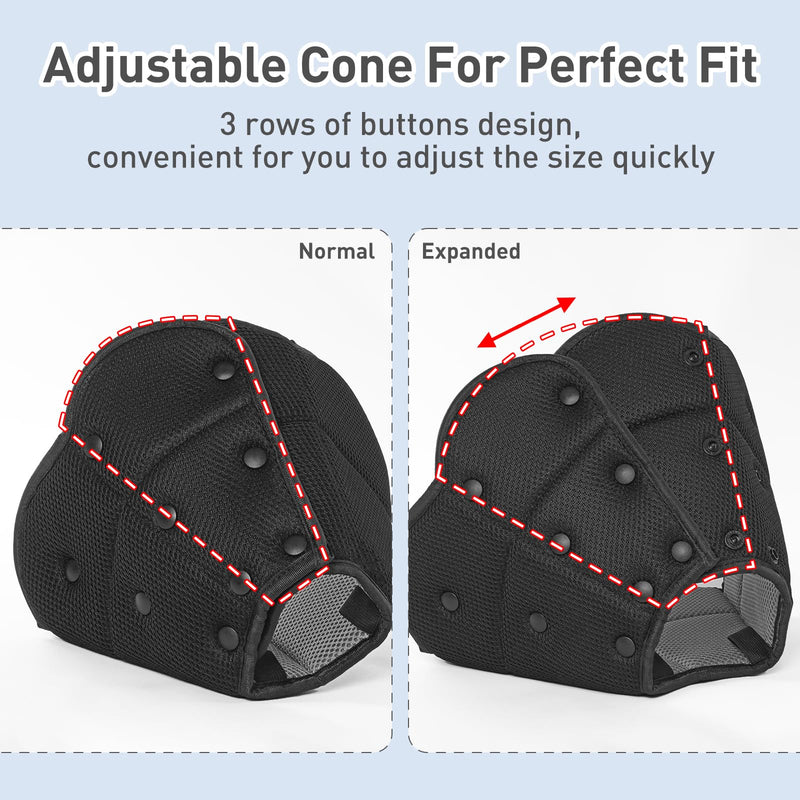 IECOii Neck collar for large dogs, protective collar dog after surgery, dog cone neck collar for dogs after castration, male dog collar, breathable dog collar for Golden Retriever, Labrador, black-XL XL black - BeesActive Australia
