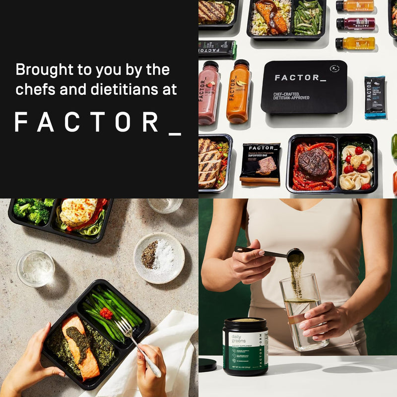 FACTOR FORM Daily Greens Superfood Powder | 5 Functional Blends for Gut Health, Energy & Immunity | Prebiotics, Probiotics, Adaptogens, B Vitamins (30 Servings, Jar) 8.1 Ounce (Pack of 1)