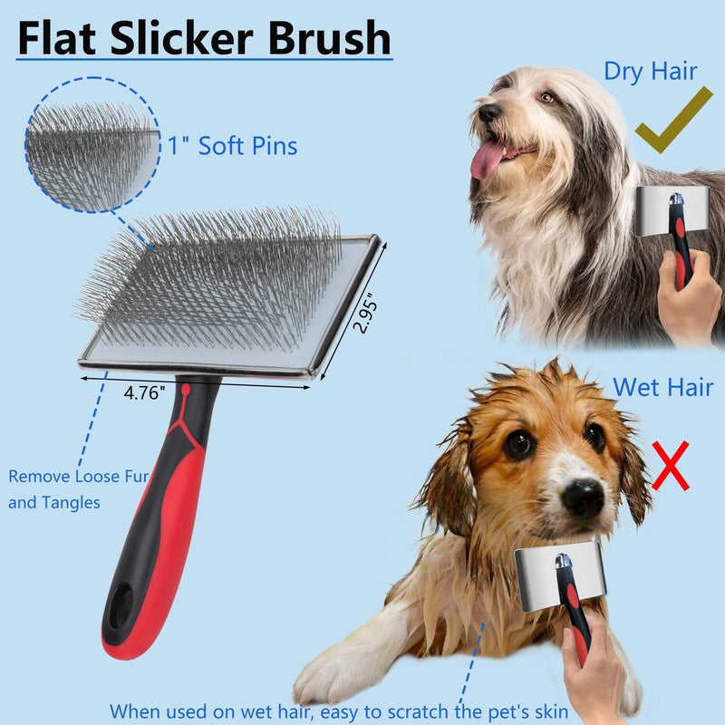 Extra Long Pin Slicker Brush for Dogs, Large Size, Remove Loose Fur and Tangles; Dog Undercoat Rake for Shedding, 5-in-1 Dog Grooming Brush for Long&Short Haired Dogs&Cats - BeesActive Australia