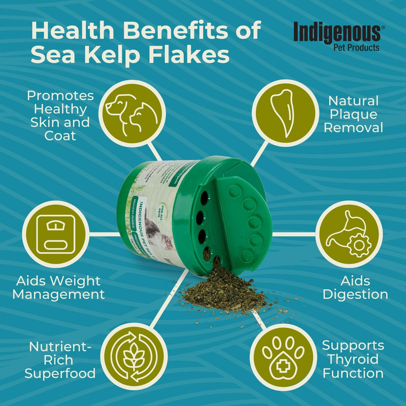 Indigenous Pet Organic Sea Kelp Flakes for Cats - 2.54 Ounce | Natural Dental Care & Fresh Breath Support | Reduces Plaque & Tartar | Boosts Immune, Digestive & Thyroid Health Cat