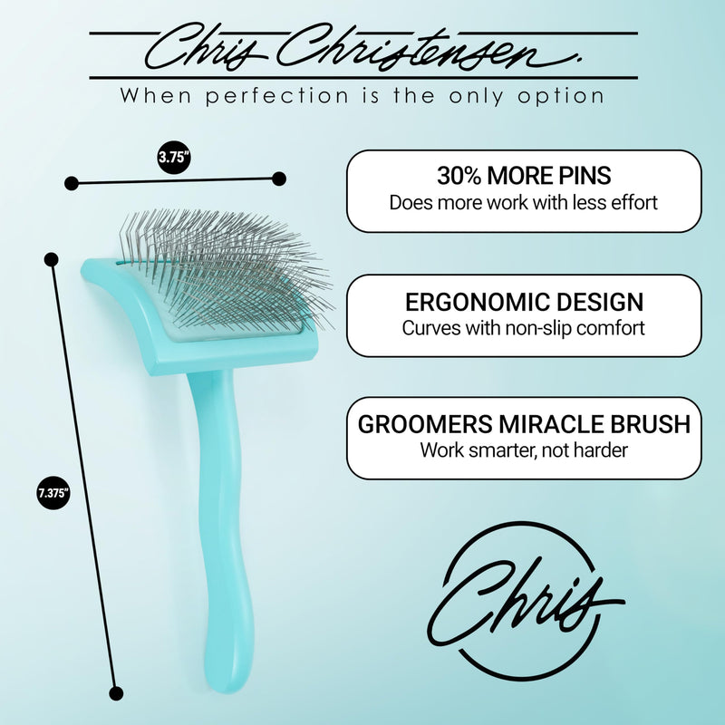 Chris Christensen Big G Dog Slicker Brush for Dogs (Goldendoodles, Labradoodles, Poodles), Groom Like a Professional, Fluff Detangle Style, Saves Time Energy, Teal, Medium - BeesActive Australia