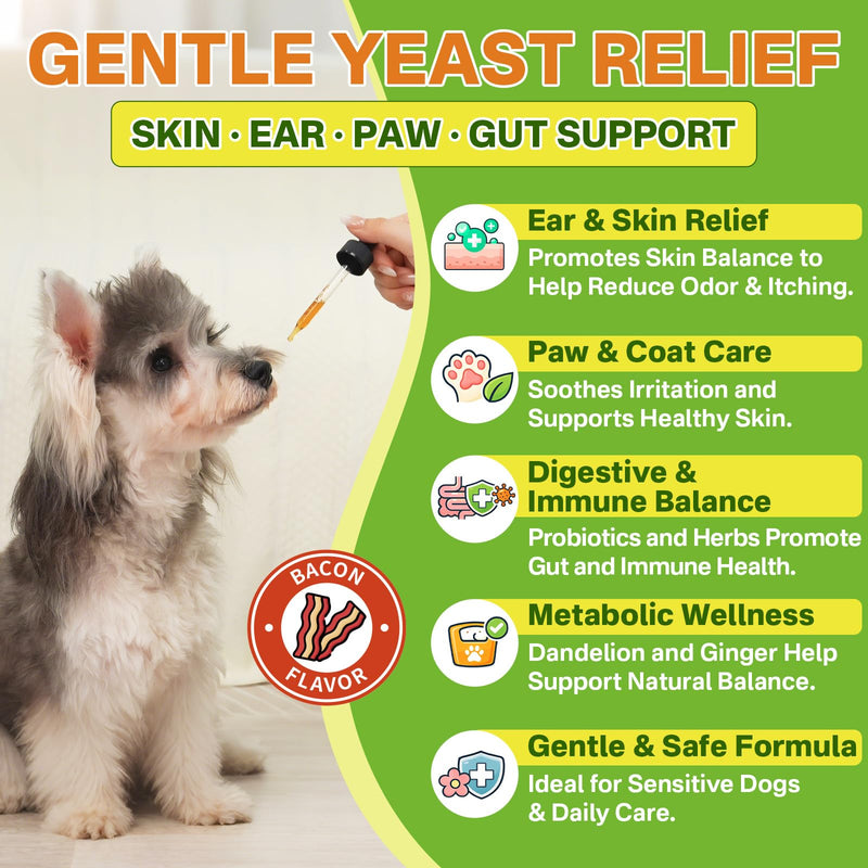 Puyrzoe Yeast Infection Drops for Dogs + Liquid Lysine for Cats – Skin, Ear & Paw Relief + Respiratory & Immune Support – Natural Herbal Yeast Treatment for Dogs + L-Lysine Drops for Cats