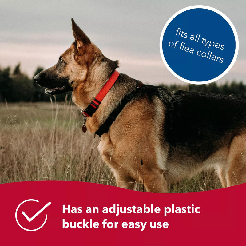 Coastal Pet SecureAway Collar Protector for Flea Collars - Adjustable pet Accessory - Protective Flea Collar for Dogs & Puppy - Red, 5/8" x 8-12"