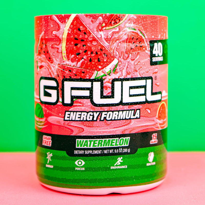 G Fuel Watermelon Energy Drink Powder, Pre Workout Caffeine Mix for Gaming, Sugar Free Focus Amino, Vitamin + Antioxidants, 9.9oz (Watermelon, 40 Servings)