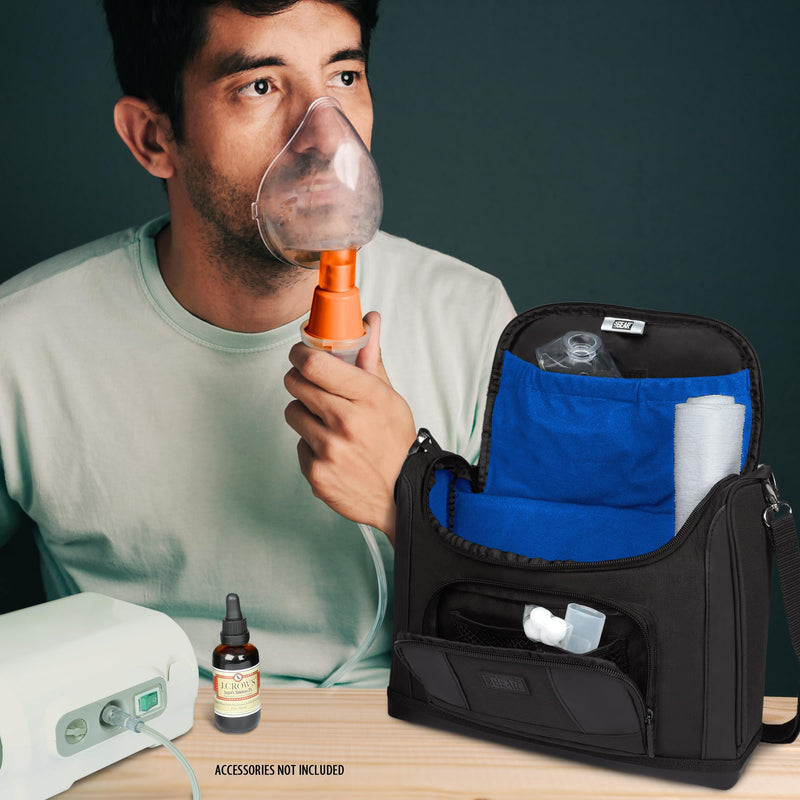 USA Gear Travel Nebulizer Bag Fits Nebulizer Machine, Tubing, Mouthpiece, Mask, Solution & more Asthma Accessories - Inhaler Machine Carrying Case with Customizable Interior, Shoulder Strap (Blue) Blue - BeesActive Australia