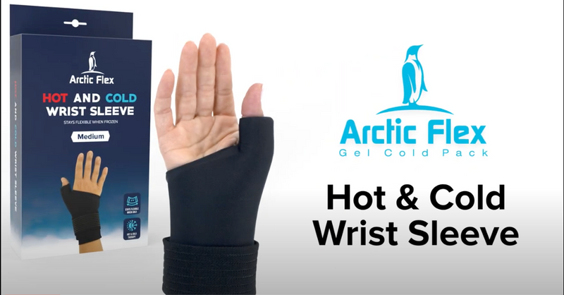 Arctic Flex Wrist & Thumb Ice Pack Wrap - Extra Strength Hot & Cold Therapy Black Medium