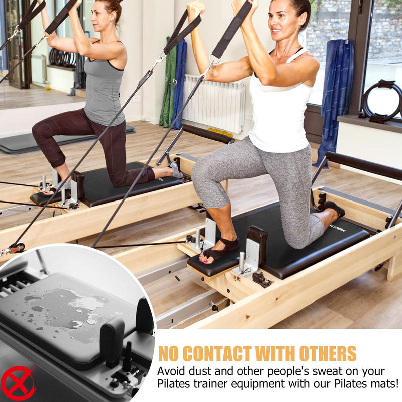 TOBWOLF 1PCS Premium Pilates Reformer Mat Towel, 39in x 24in Non-Slip Pilates Mat Cover, Lightweight - Soft Surface - Rubber Backing, Sweat-Wicking and Quick-Drying Reformer Cover For Yoga Enthusiast Pilates Reformer Mat Towel - Black