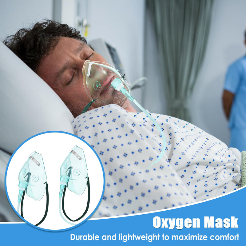 Geiserailie 2PCS L Oxygen Mask with 6.6 Ft Tubing and Adjustable Elastic Strap, Adult Oxygen Mask with Tubing, Breathing Masks for Face Adult Size L - BeesActive Australia