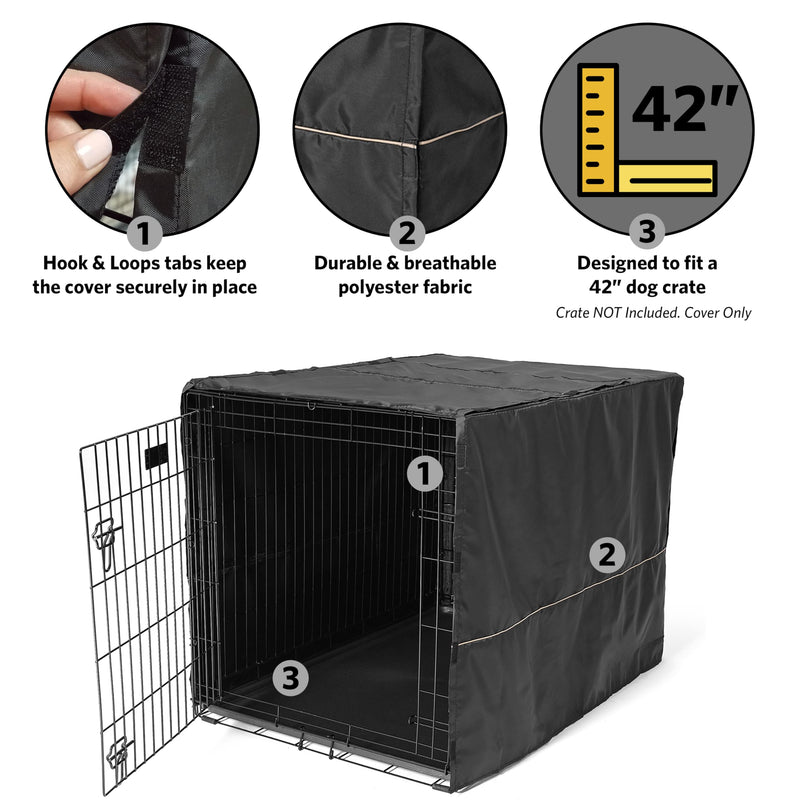 MidWest Homes for Pets Dog Crate Cover, Privacy Dog Crate Cover Fits MidWest Dog Crates, Crate Cover Only, Machine Wash & Dry, Black, 42-Inch - BeesActive Australia