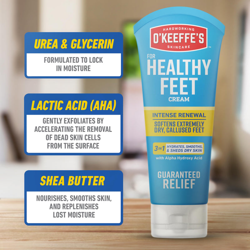 O’Keeffe’s for Healthy Feet Heel Repair Kit with Urea & Lactic Acid – (1 Pair) Reusable Foot Sleeves + 3 oz. Intense Renewal Foot Cream, Exfoliates & Softens Dry Heels - BeesActive Australia