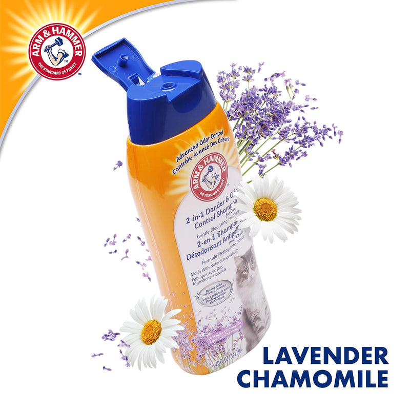 Arm & Hammer 2-in-1 Deodorizing & Dander Reducing Shampoo for Cats, Dander Remover for Dander and Odors, Baking Soda Moisturizes and Deodorizes, Lavender Chamomile Scent, 20 Fl Oz (Pack of 1) 20 Fl Oz (Pack of 1) - BeesActive Australia