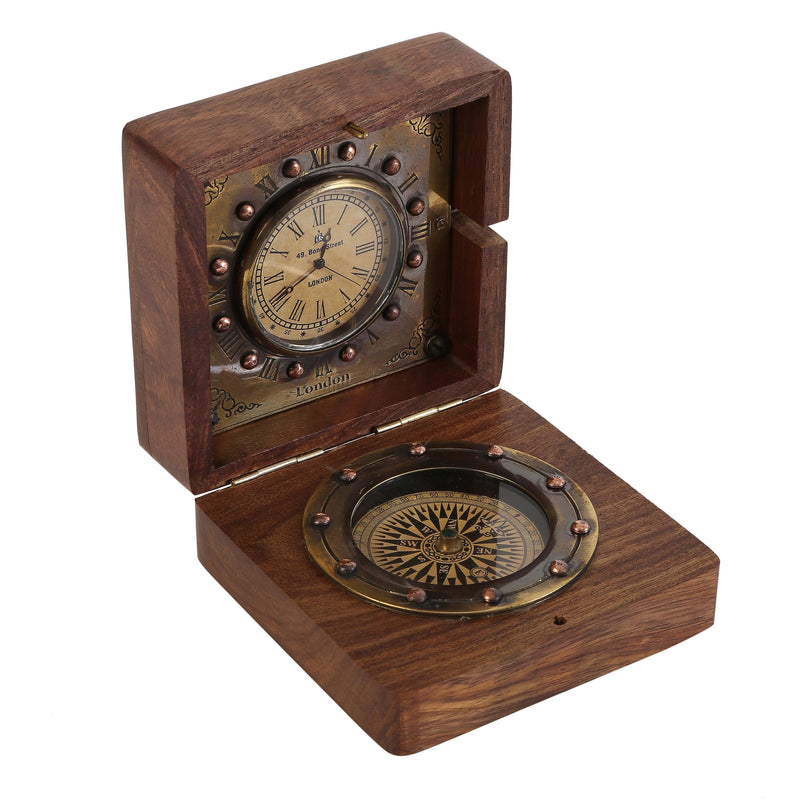 Handmade Authentic Clock Compass in Rose Wood Box. - BeesActive Australia