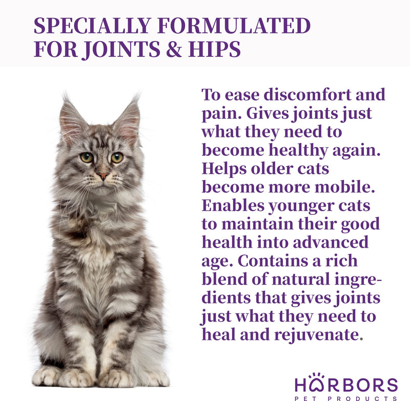 Harbor's Cat Hip Helper - Cat Joint Supplement Liquid for Fast Pain Relief, Smooth Younger HIPS. Natural Nutrients, Glucosamine, MSM, Chondroitin, Hyaluronic Acid, Yummy Organic Beef Flavor - 59 ml