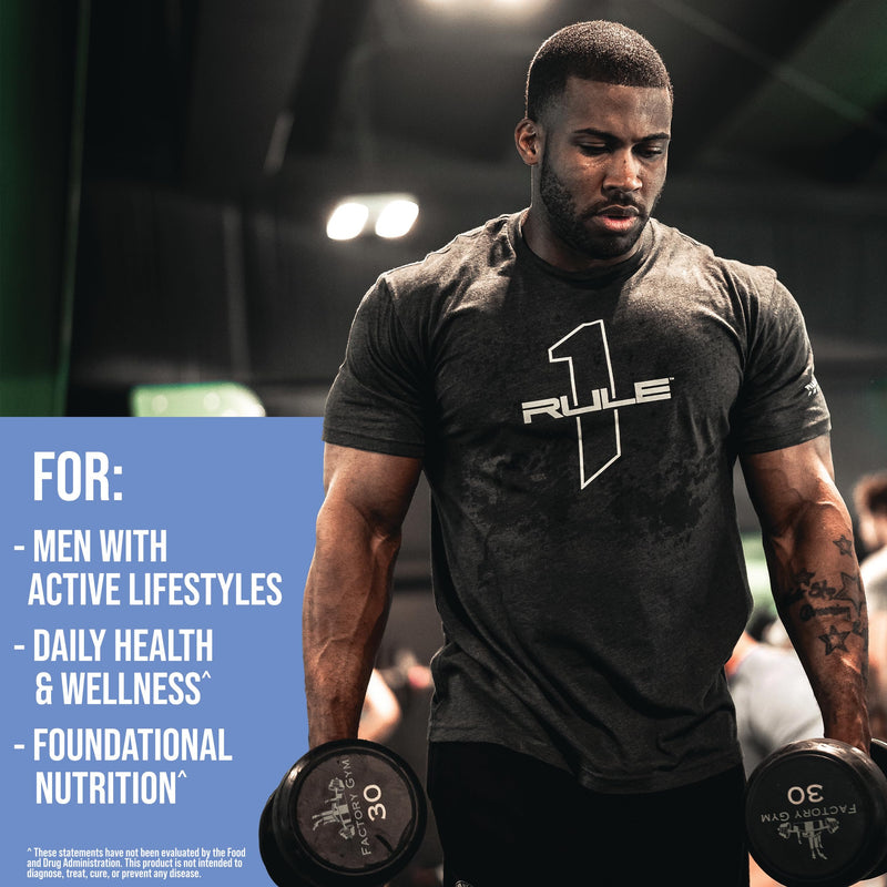 Rule 1 Proteins Men's Daily Multi, 90 Tablets, 30 Day Supply | Vitamins, Essential Minerals, Superfoods, Digestive Enzymes, Amino Acids, & Antioxidants for Active Lifestyles 90 Count (Pack of 1)