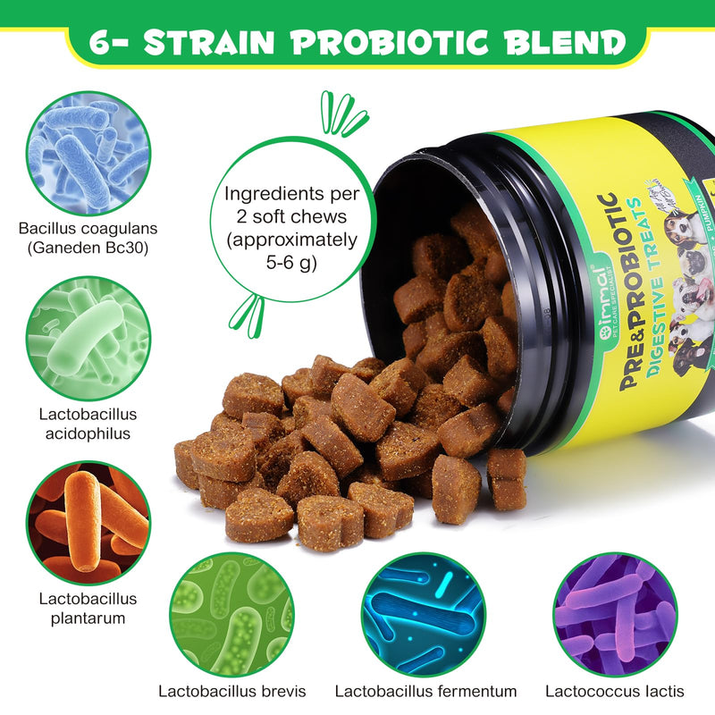 Probiotics for Dogs, Dog Probiotics for Dogs Digestive Enzymes, Gut Health, Itchy Skin, Allergies, Yeast Balance, Immune System and Overall Health Supports, 120 chews/300g