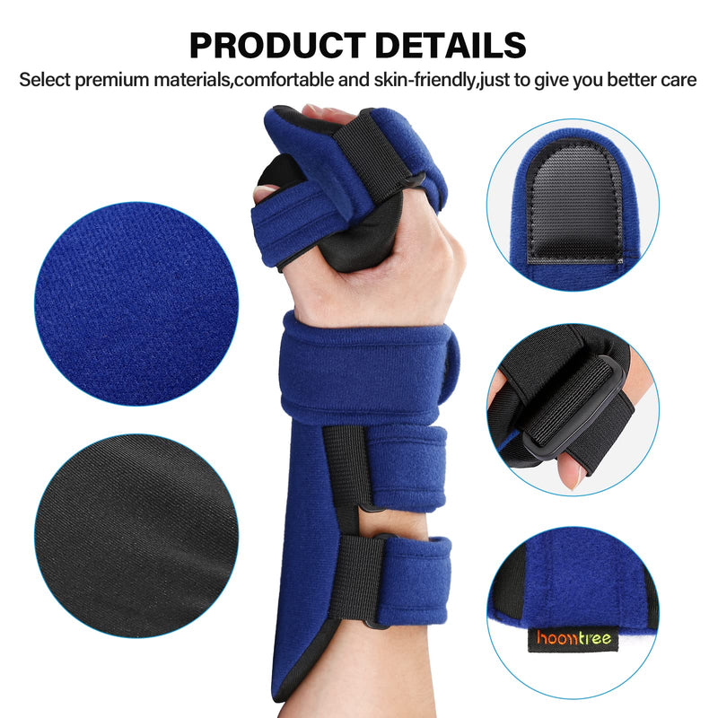 Stroke Resting Hand Splint Right&Left Resting Hand Splint with Finger Separator Functional Night Immobilizer Wrist Finger Brace for Carpel Tunnel Pain,Sprain Fracture,Tendonitis (Left,Blue) Left,Blue