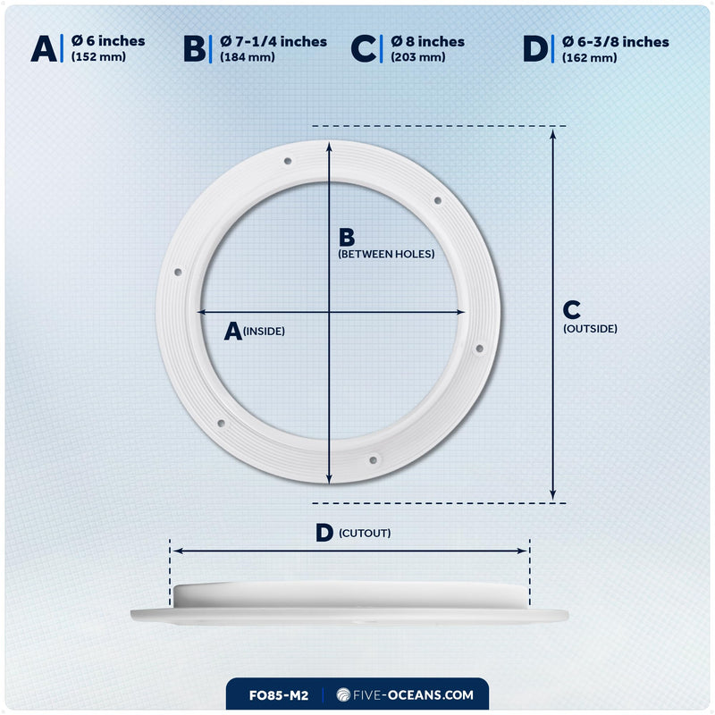 Five Oceans Boat Hatch, Marine Hatch - Boat Access Hatch, Round Inspection Deck Plate Hatch with Detachable Cover for Boat Yacht, UV Resistant ABS White Plastic, 4", 5", 6", 8" Multiple Sizes 6" (2-Pack)