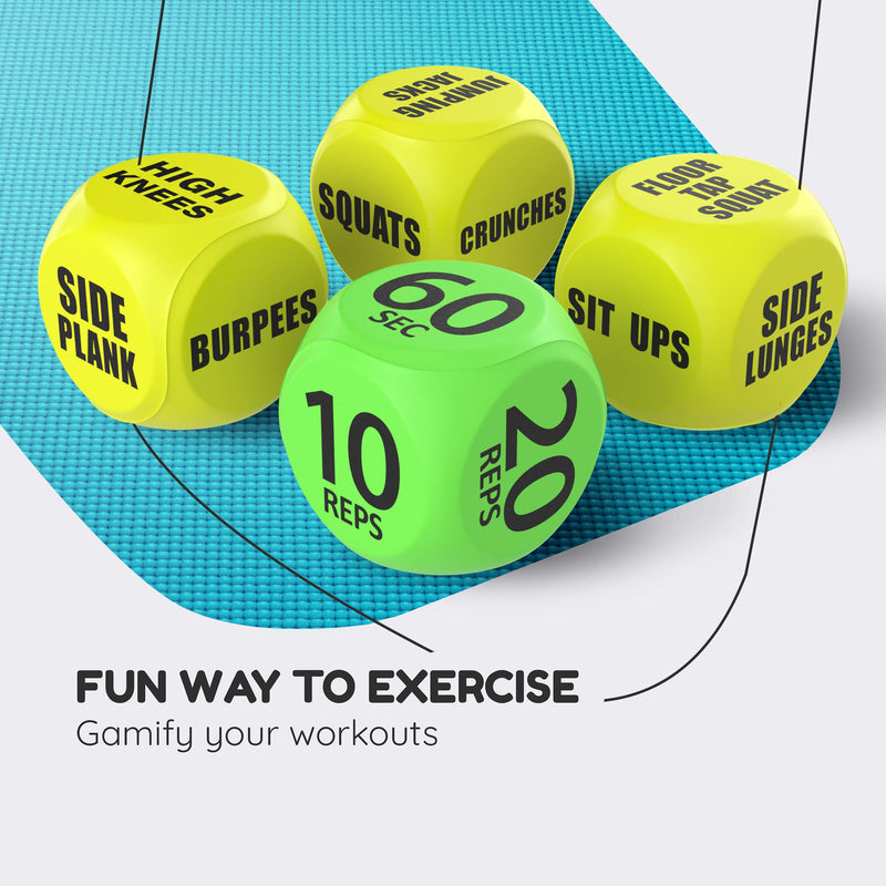 TidyFriend 2 Pack Exercise Dice – 6 Sided Foam Workout Dice for Teens & Adults, Fun Fitness Equipment for Solo or Group Classes, Home Gym Use – Great Workout Equipment & Gifts for Gym Lovers (Yellow) Yellow