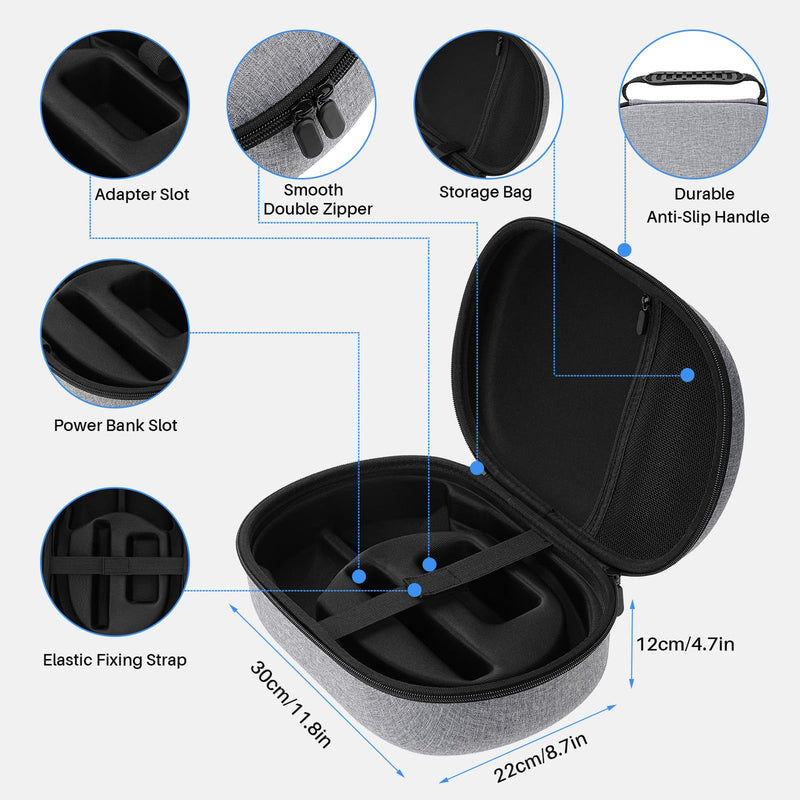ZOOS for Apple Vision Pro Case Hard Carrying Case for Vision Pro Accessories VR Headset, Shockproof Waterproof Travel Case Storage Bag Compatible with Apple Vision Pro for Travel Home Storage, Grey - BeesActive Australia