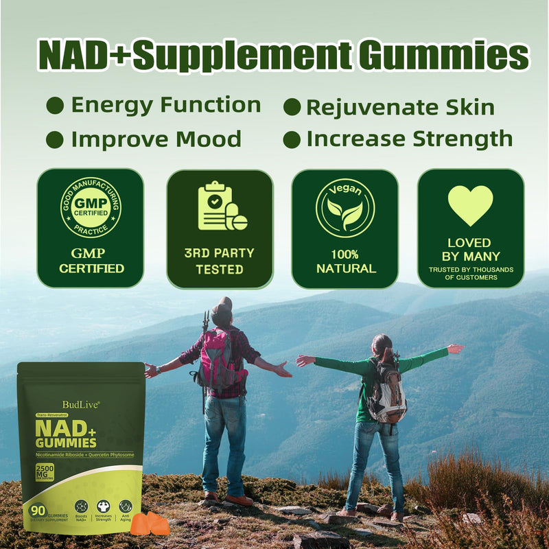 NAD Resveratrol Gummies, Liposomal NAD Gummies for Women | with Nicotinamide Riboside, Quercetin, Trans-Resveratrol, Anti-Aging, Cellular Energy & Healthy Aging Support, Non GMO