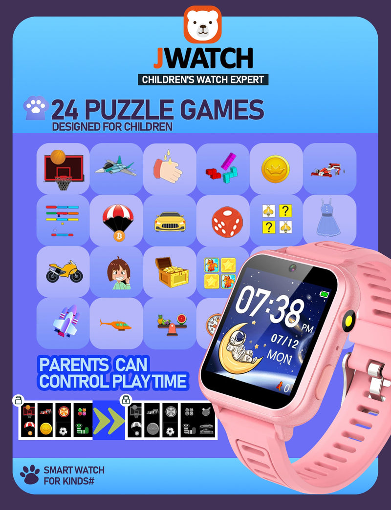 Kids Smart Watch for Boys Girls 6-12 with Pedometer Audio Book Camera Music Player Birthday Present Christmas (Pink pink - BeesActive Australia