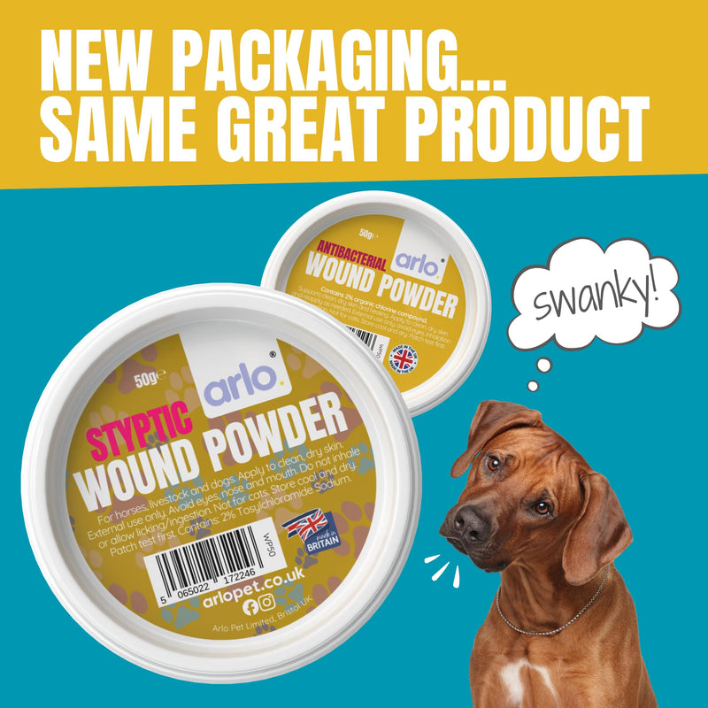 Wound Powder 50g for Pets & Horses | Fast-Dry Styptic Formula Helps Keep Wounds Clean | Non-Sting, Moisture Control Powder for Cuts, Grazes & Rubbing - Easy Dip Pot