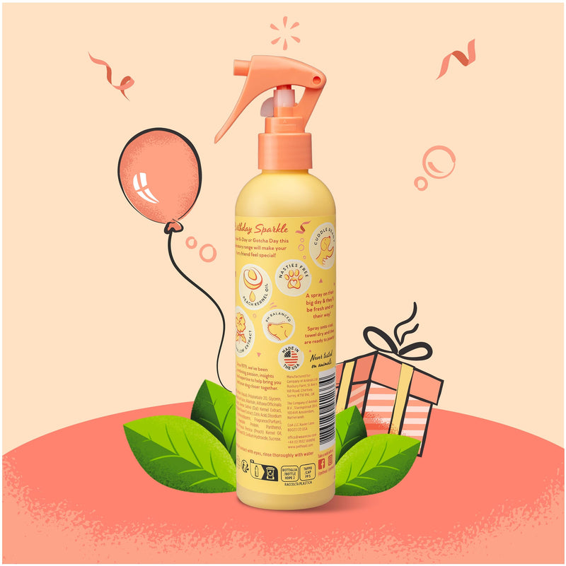 Pet Head Birthday Sparkle Dog Deodorizer Spray | Cotton Candy Scent| Ideal for Dogs with Sensitive Skin | Dog Birthday Present | Vegan | Gentle Formula for Puppies | Made in USA | 10.1 fl. oz. - PawsPlanet Australia