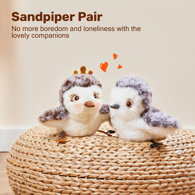 Potaroma Cat Toys 2 Pcs Flapping Sandpiper Pair-Mate, Lifelike Birds Chirp, Chargeable Touch Activated Kitten Toy Interactive Cat Kicker Exercise, Catnip Toys for All Breeds Piper Couple - BeesActive Australia
